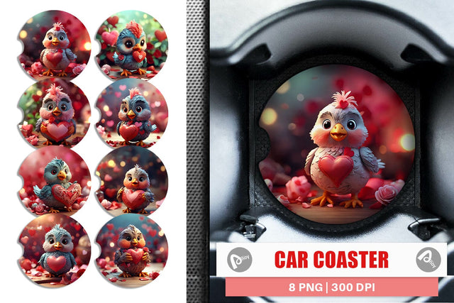 Car Coaster Valentine Kalavinka Bird Sublimation artnoy 