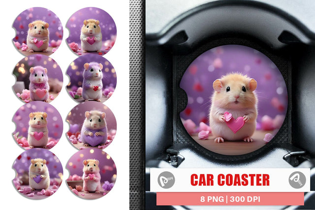 Car Coaster Valentine Lilac Gerbil Sublimation artnoy 