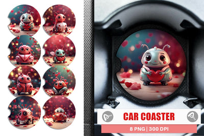 Car Coaster Valentine Love Bug Sublimation artnoy 