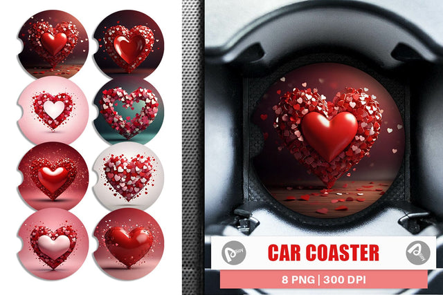 Car Coaster Valentine Love Heart Sublimation artnoy 