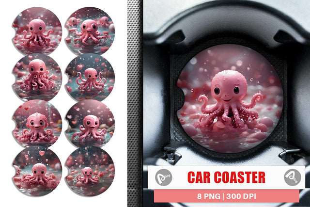 Car Coaster Valentine Octopus Sublimation artnoy 