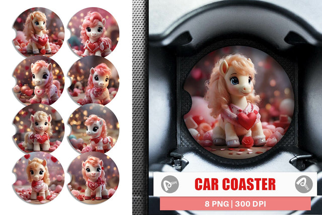 Car Coaster Valentine Poni Shetland Sublimation artnoy 