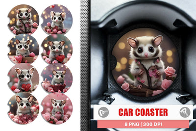 Car Coaster Valentine Sugar Glider Sublimation artnoy 