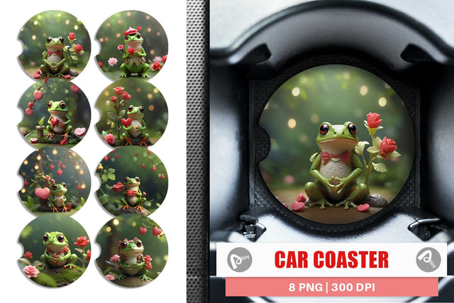 Car Coaster Valentine Tree Frog Sublimation artnoy 
