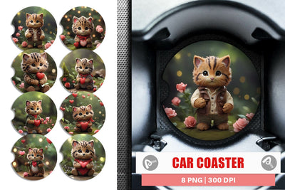 Car Coaster Valentine Wildcat Sublimation artnoy 