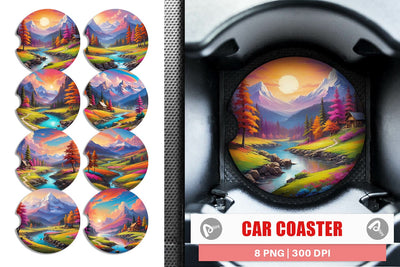 Car Coaster Vibrant Landscape Sublimation artnoy 
