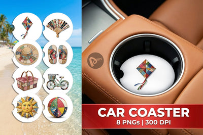 Car Coaster Vibrant Summer Play Patchwork Sublimation artnoy 