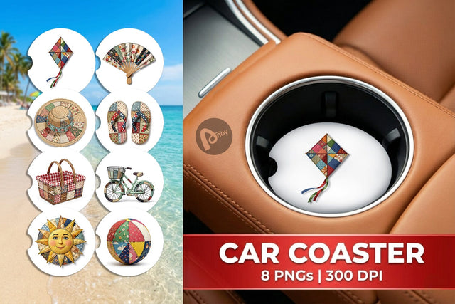 Car Coaster Vibrant Summer Play Patchwork Sublimation artnoy 