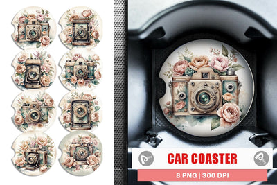 Car Coaster Vintage Camera Sublimation artnoy 