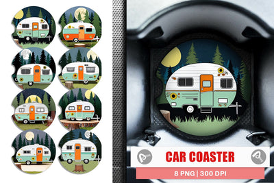 Car Coaster Vintage Campervan Sublimation artnoy 
