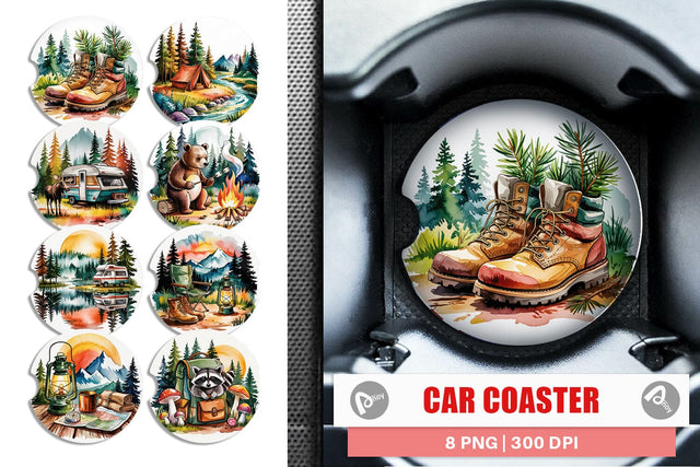 Car Coaster Vintage Camping Vibes Sublimation artnoy 