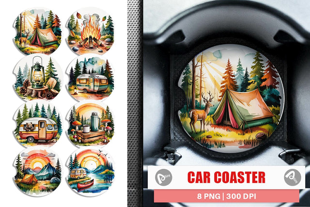 Car Coaster Vintage Camping Vibes Sublimation artnoy 