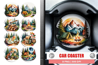 Car Coaster Vintage Camping Vibes Sublimation artnoy 