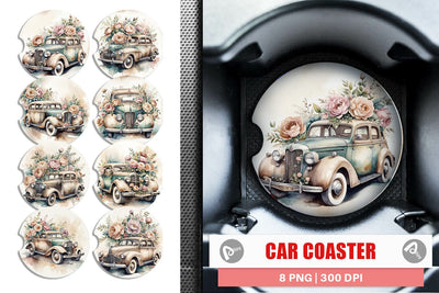 Car Coaster Vintage Car Sublimation artnoy 