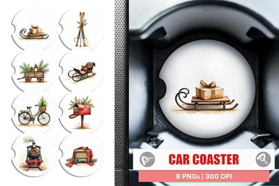 Car Coaster Vintage Christmas Journey Sublimation artnoy 