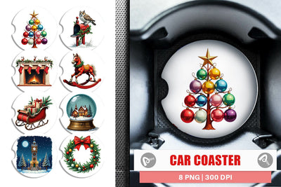 Car Coaster Vintage Christmas Sublimation artnoy 