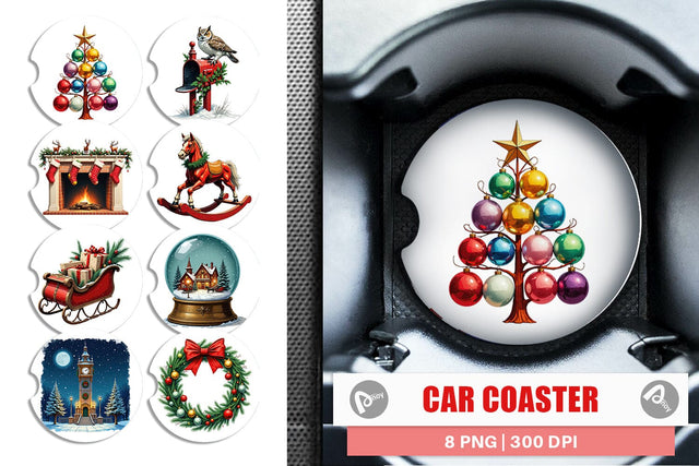 Car Coaster Vintage Christmas Sublimation artnoy 