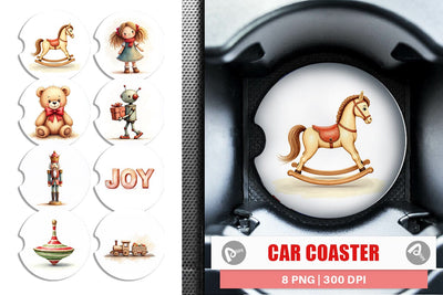 Car Coaster Vintage Christmas Toys Sublimation artnoy 