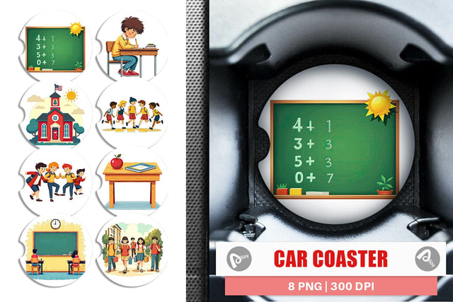 Car Coaster Vintage Classroom Sublimation artnoy 