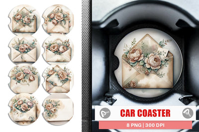 Car Coaster Vintage Envelope Sublimation artnoy 