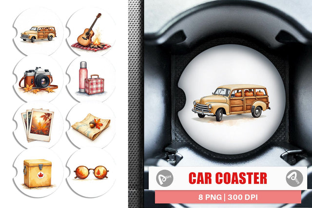 Car Coaster Vintage Fall Road Trip Sublimation artnoy 
