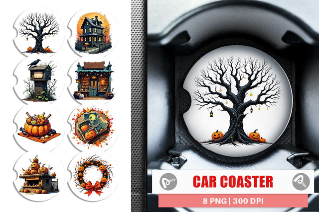 Car Coaster Vintage Halloween Sublimation artnoy 