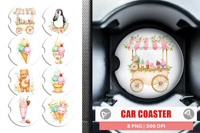 Car Coaster Vintage Ice Cream Summer Sublimation artnoy 
