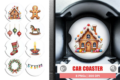 Car Coaster Vintage Nordic Holiday Sublimation artnoy 