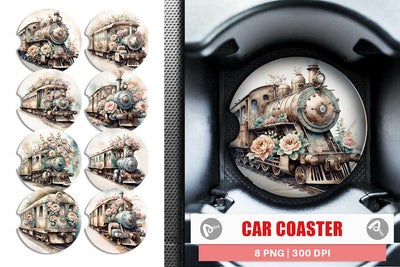Car Coaster Vintage Train Sublimation artnoy 