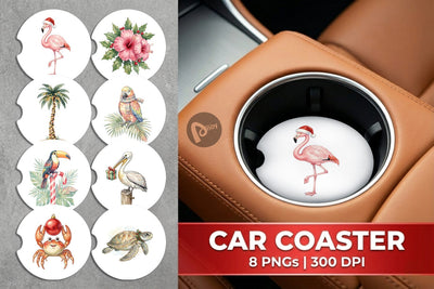 Car Coaster Vintage Tropical Holiday Animal Sublimation artnoy 