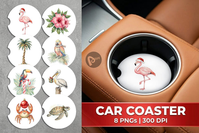 Car Coaster Vintage Tropical Holiday Animal Sublimation artnoy 