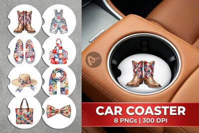 Car Coaster Vintage USA Patchwork Accessories Sublimation artnoy 