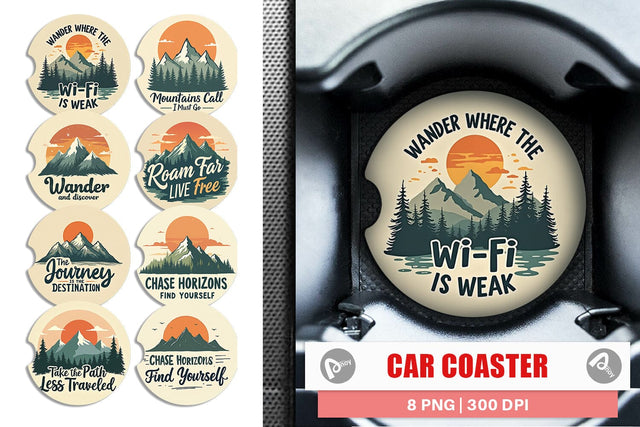 Car Coaster Vintage Wanderlust Quotes Sublimation artnoy 