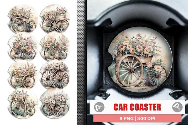 Car Coaster Wagon Wheels Sublimation artnoy 