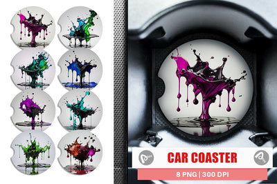 Car Coaster Water Ink Drop Sublimation artnoy 
