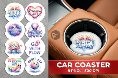 Car Coaster Watercolor Alien Quote Sublimation artnoy 