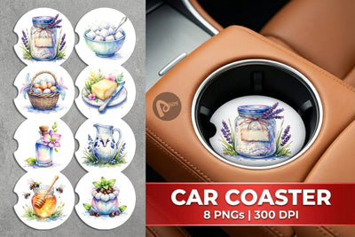 Car Coaster Watercolor Baking Essentials Sublimation artnoy 