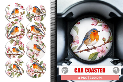 Car Coaster Watercolor Bird Perched Sublimation artnoy 