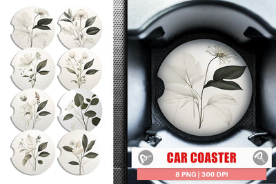 Car Coaster Watercolor Botanical Sublimation artnoy 