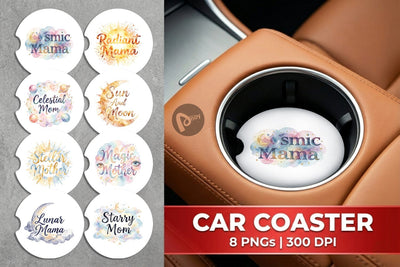 Car Coaster Watercolor Celestial Boho Mother Quotes Sublimation artnoy 