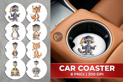 Car Coaster Watercolor Chaotic Animal Graduation Sublimation artnoy 