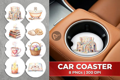 Car Coaster Watercolor Cozy Mom Relaxation Art Sublimation artnoy 
