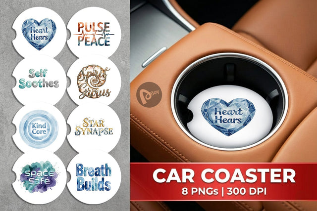 Car Coaster Watercolor Crystalline Mindset Quotes Sublimation artnoy 