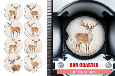 Car Coaster Watercolor Deer Sublimation artnoy 