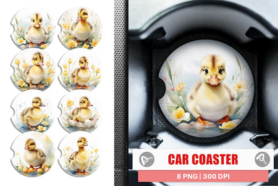 Car Coaster Watercolor Easter Duck Sublimation artnoy 