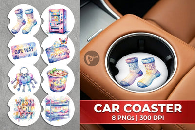 Car Coaster Watercolor Funny Broke Traveler Quotes Sublimation artnoy 