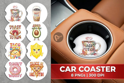 Car Coaster Watercolor Funny Foodie Mom Puns Art Quotes Sublimation artnoy 