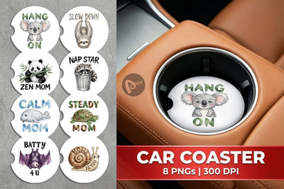 Car Coaster Watercolor Funny Lazy Mom Life Quotes Sublimation artnoy 
