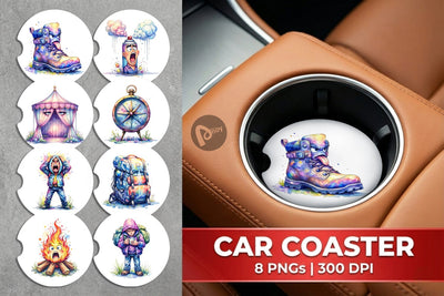 Car Coaster Watercolor Funny Sarcastic Camping Gear Sublimation artnoy 