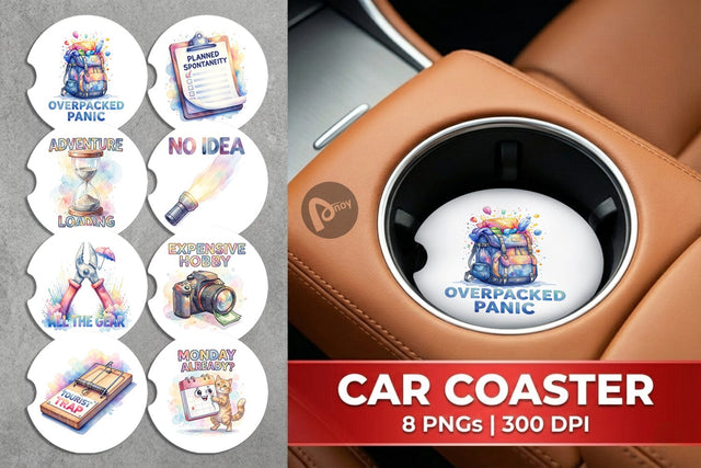 Car Coaster Watercolor Funny Sarcastic Gear Quotes Sublimation artnoy 